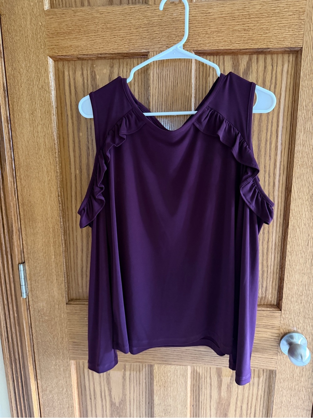 Ivanka Trump New Xl Plum Cold-Shoulder Ruffle Blouse Top
